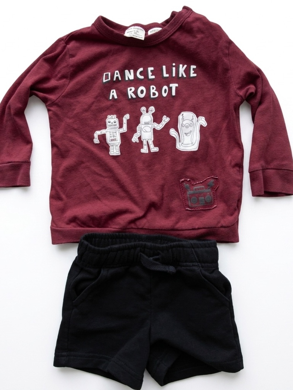 Zara Baby Boy Robot Shirt & Cat & Jack Shorts Outfit Set 9-12M